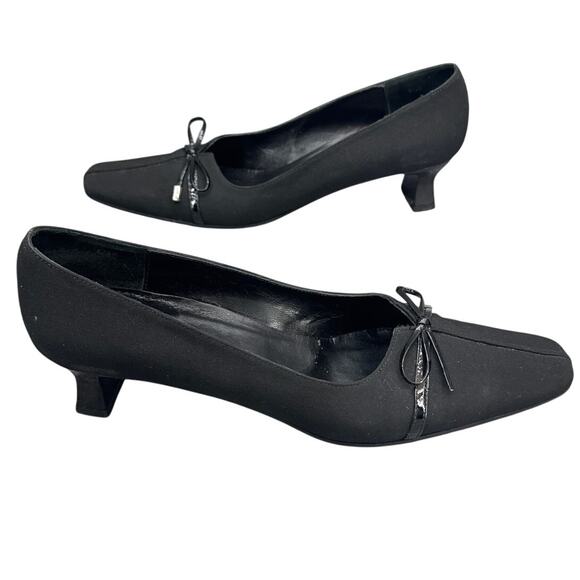 Vaneli Black Square Toe Bow Accent Loafer Style Kitten Heel Dress Shoe Women 8.5 - Picture 8 of 9